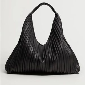 Mango Black Pleated Bucket Bag.